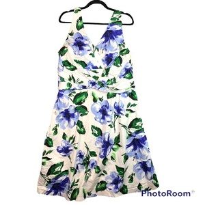 Donna Ricco sleeveless purple flower spring dress womens size 18W